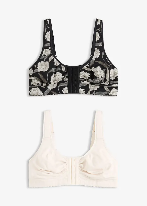Reggiseno senza ferretto con chiusura anteriore e cotone biologico (pacco da 2), bonprix