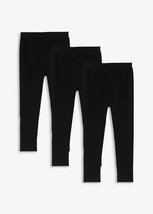 Leggings elasticizzati in misto cotone biologico (pacco da 3), bonprix