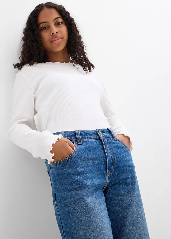 Jeans wide leg, vita bassa, bonprix