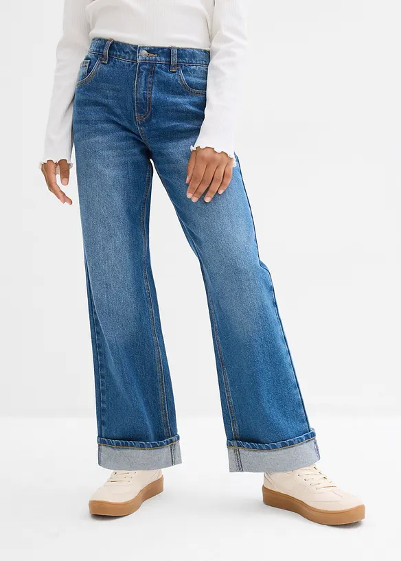 Jeans wide leg, vita bassa, bonprix