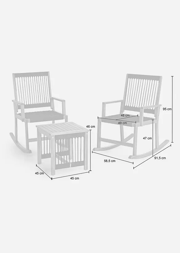 Tavolino e poltrone da giardino (set giardino 3 pezzi), bonprix