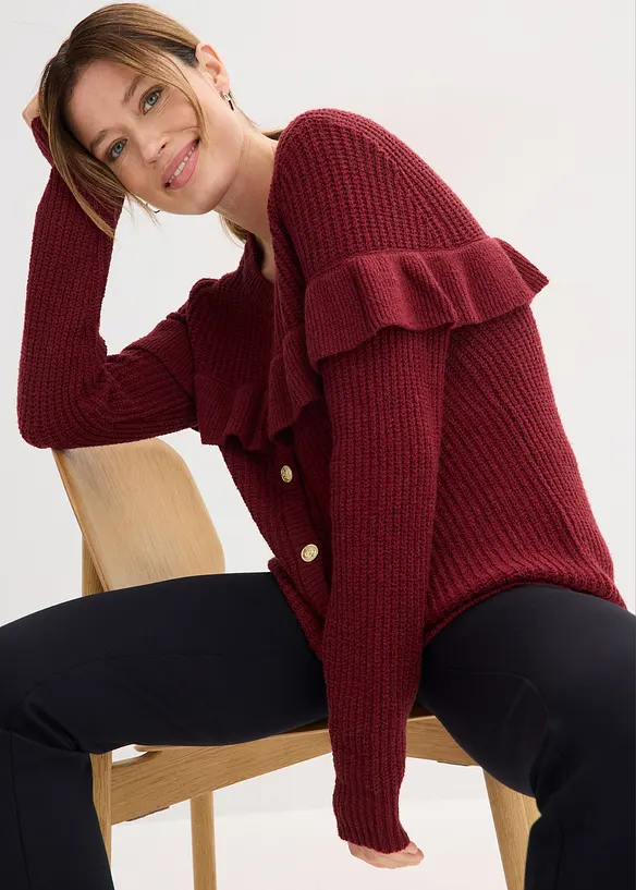 Cardigan in filato fine di misto cotone, bonprix