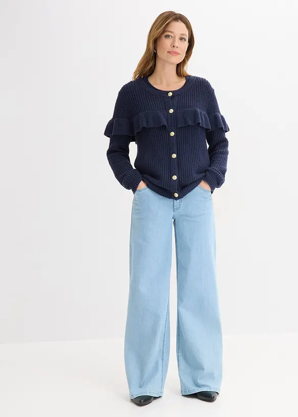 Cardigan in filato fine di misto cotone, bonprix