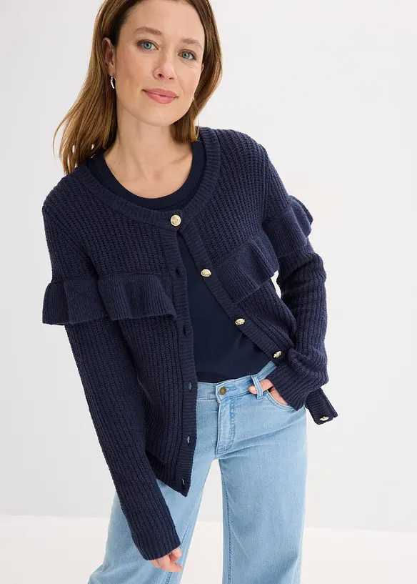 Cardigan in filato fine di misto cotone, bonprix