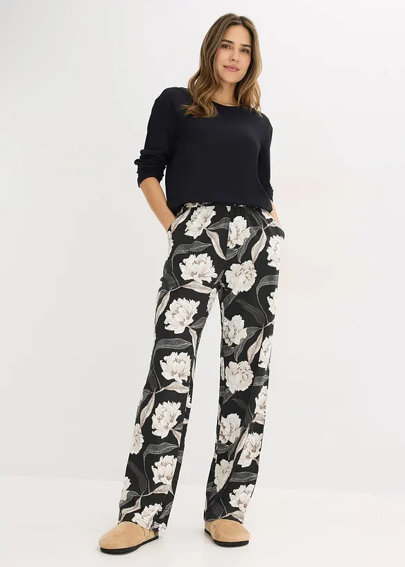 Pigiama a gamba larga in misto viscosa, bonprix