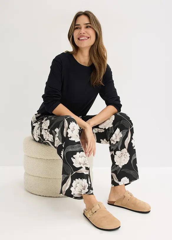 Pigiama a gamba larga in misto viscosa, bonprix