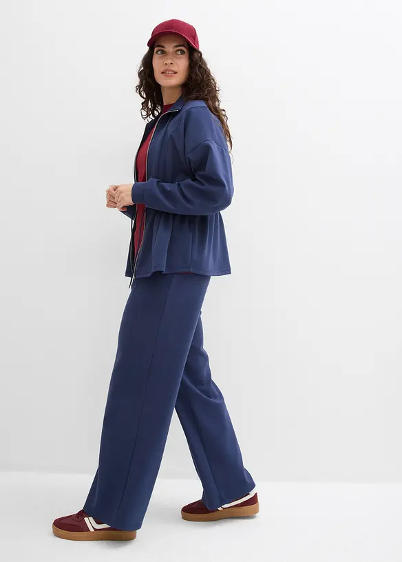 Felpa con zip in morbido tessuto effetto neoprene, bonprix