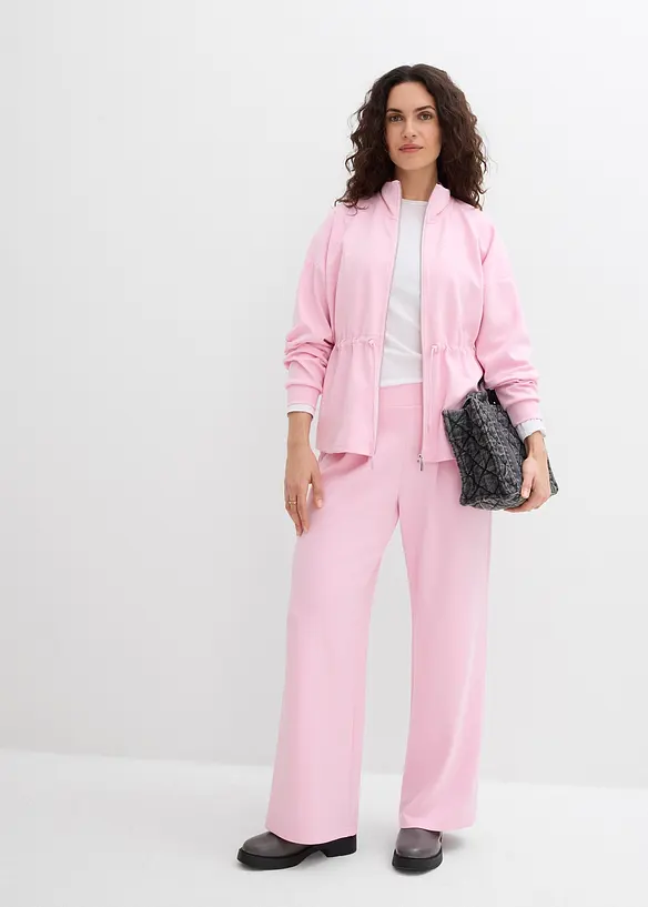 Felpa con zip in morbido tessuto effetto neoprene, bonprix