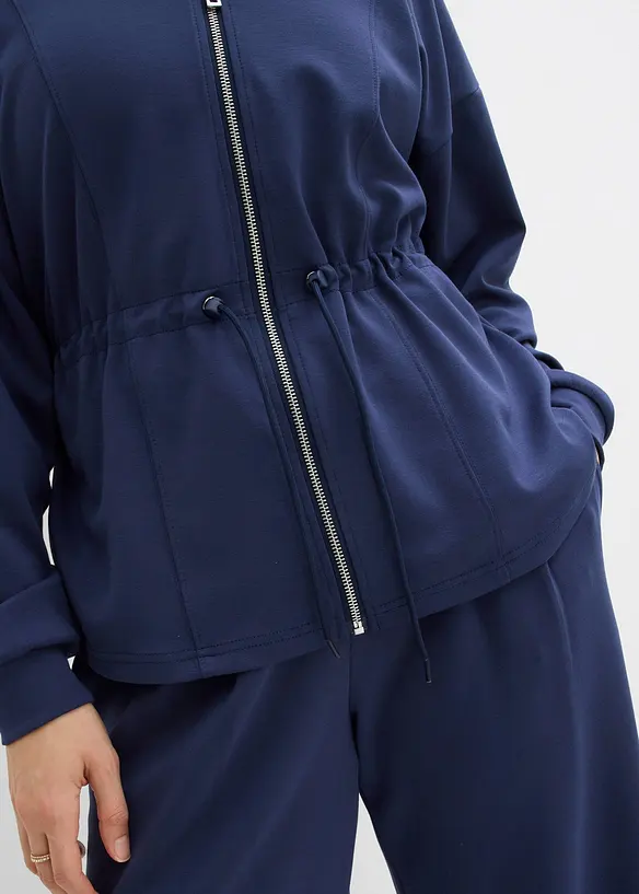 Felpa con zip in morbido tessuto effetto neoprene, bonprix