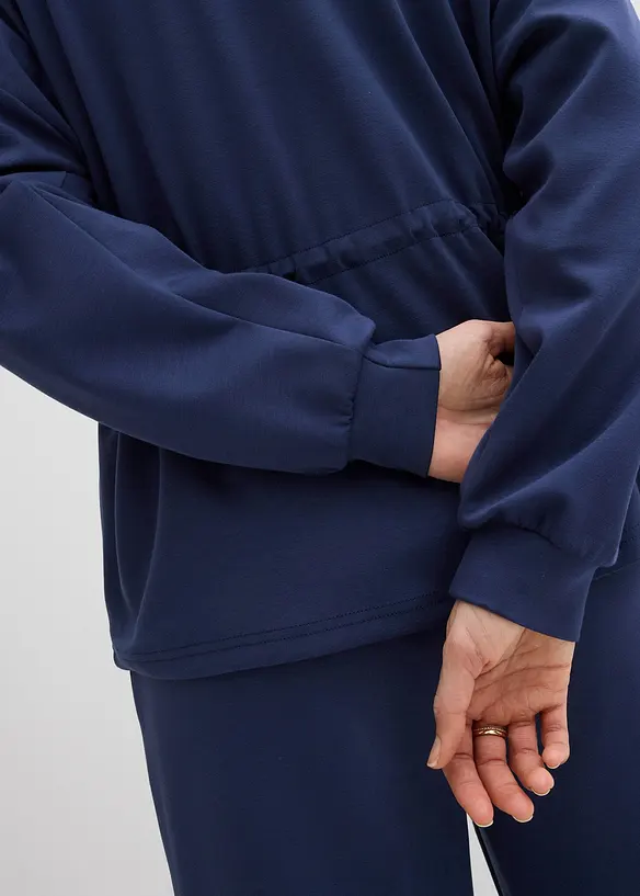 Felpa con zip in morbido tessuto effetto neoprene, bonprix