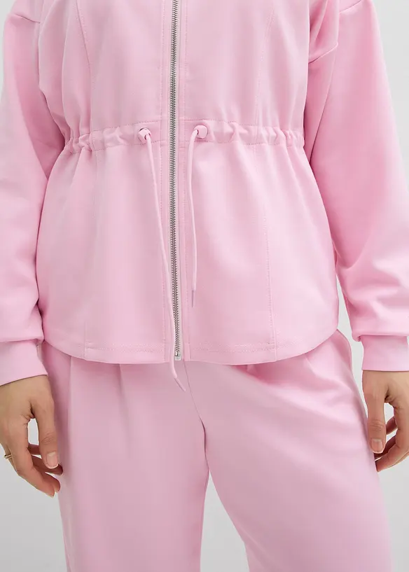 Felpa con zip in morbido tessuto effetto neoprene, bonprix