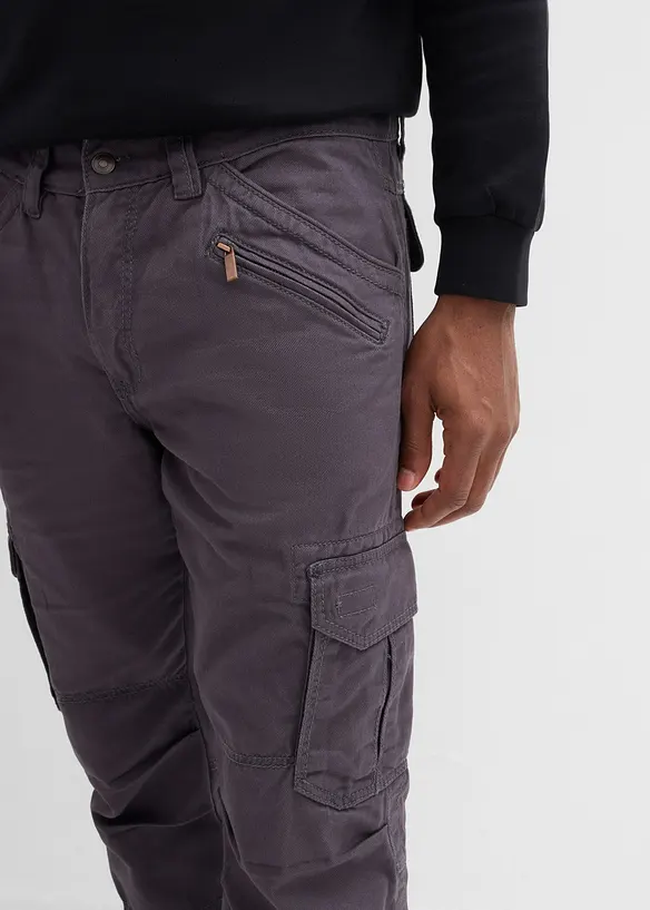Pantaloni cargo in puro cotone relaxed fit, straight, bonprix