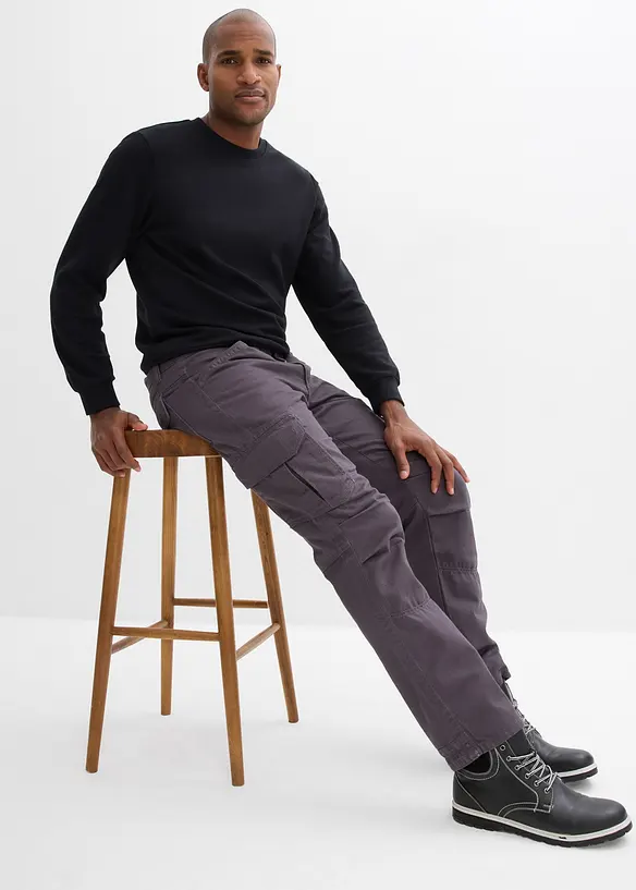 Pantaloni cargo in puro cotone relaxed fit, straight, bonprix