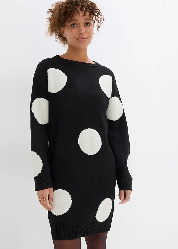 Abito oversize in maglia a pois, bonprix