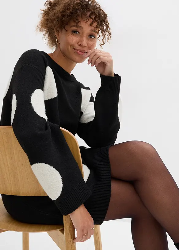 Abito oversize in maglia a pois, bonprix