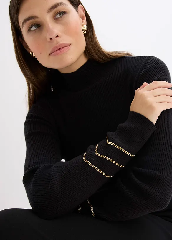 Maglione in filato fine con catenelle dorate, bonprix