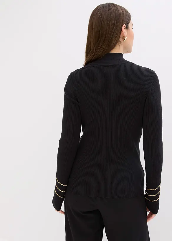 Maglione in filato fine con catenelle dorate, bonprix