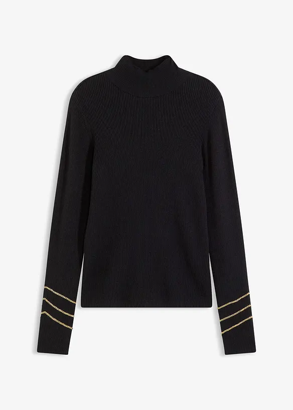 Maglione in filato fine con catenelle dorate, bonprix