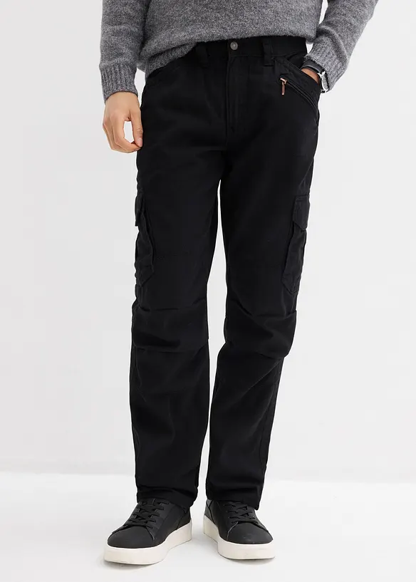 Pantaloni cargo in puro cotone relaxed fit, straight, bonprix