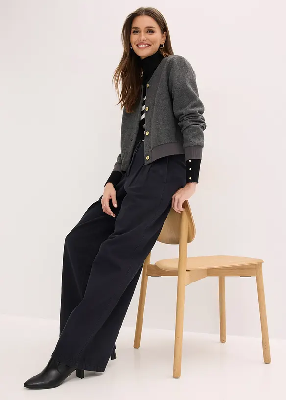 Pantaloni con pinces in puro cotone, bonprix