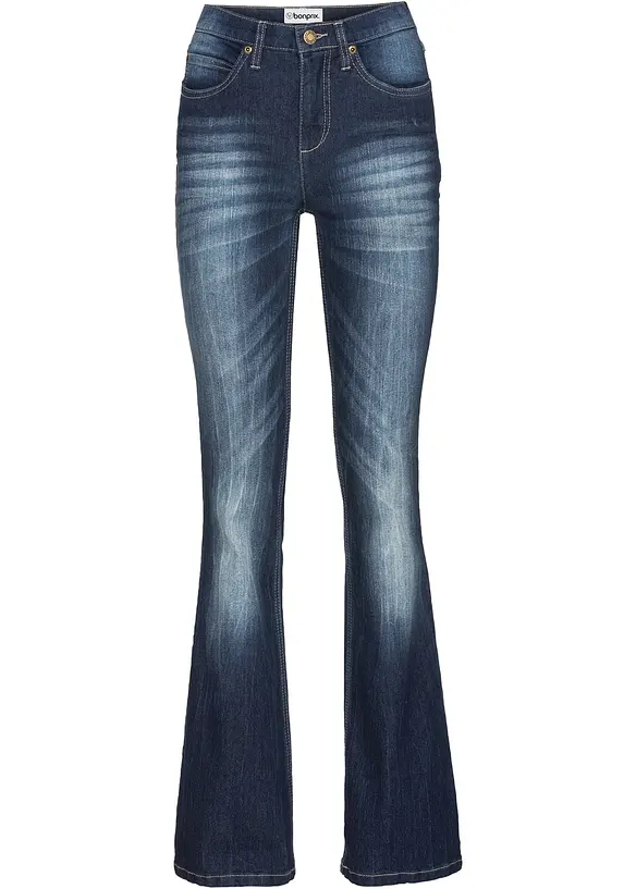 Jeans bootcut elasticizzati confortevoli, vita alta, bonprix