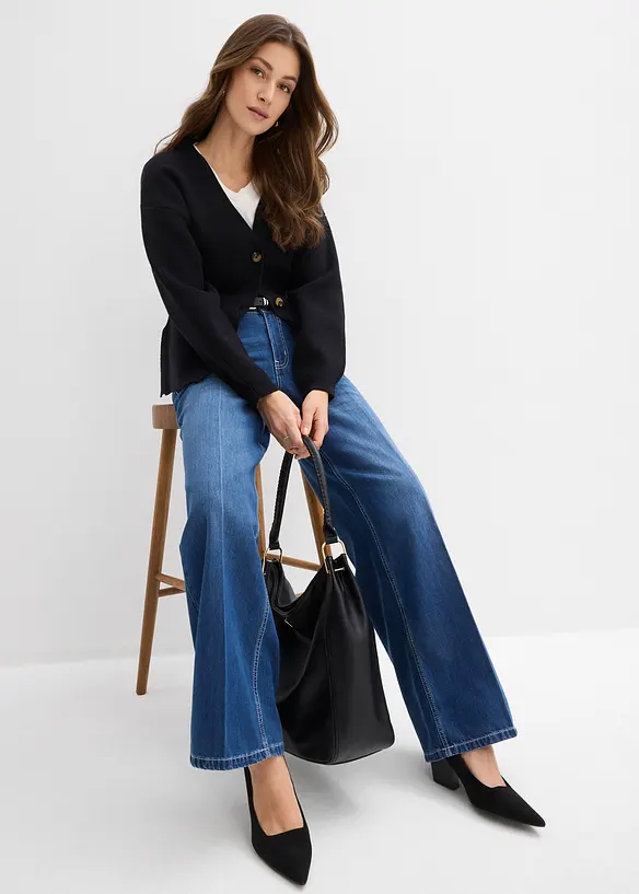 Jeans wide leg, vita media, bonprix