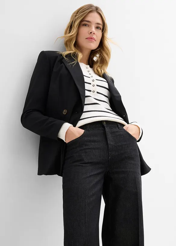 Jeans wide leg, vita media, bonprix