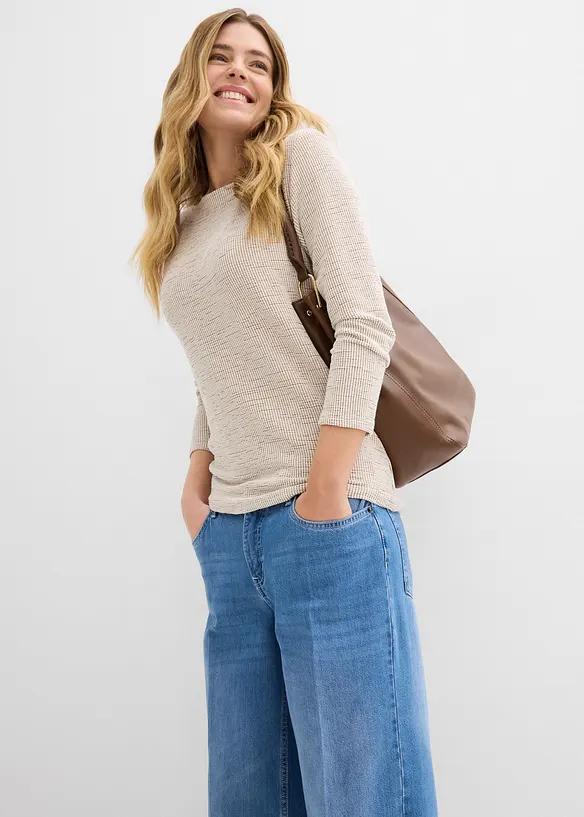 Jeans wide leg, vita media, bonprix