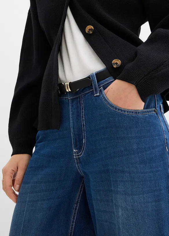 Jeans wide leg, vita media, bonprix