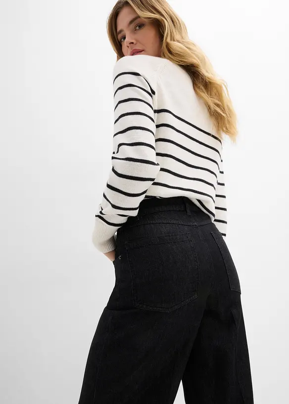 Jeans wide leg, vita media, bonprix