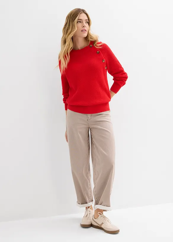 Maglione in  filato grosso con bottoni, bonprix