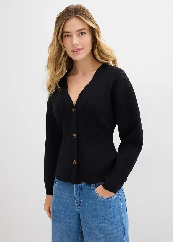 Cardigan in filato fine di misto cotone, bonprix