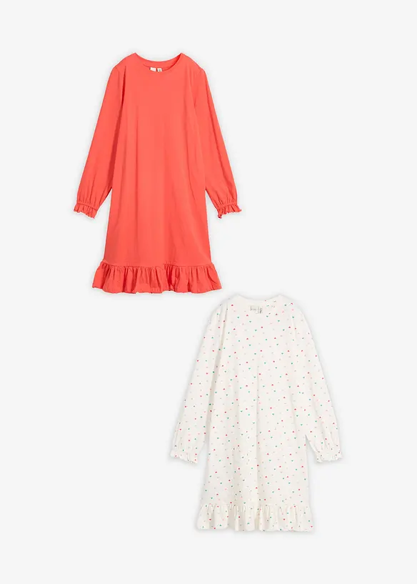 Camicia da notte in cotone morbido (pacco da 2), bonprix