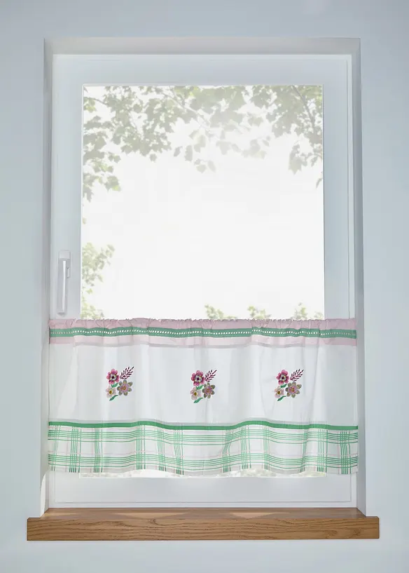 Tenda a vetro con ricami in cotone biologico, bonprix