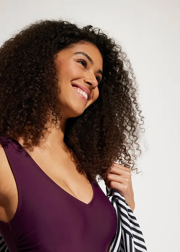 Costume intero con effetto modellante medio e scollatura a V, bonprix