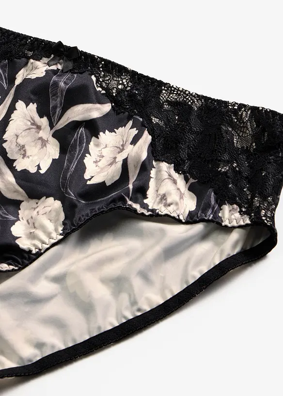 Slip alto con effetto lucido e dettagli in pizzo, bonprix