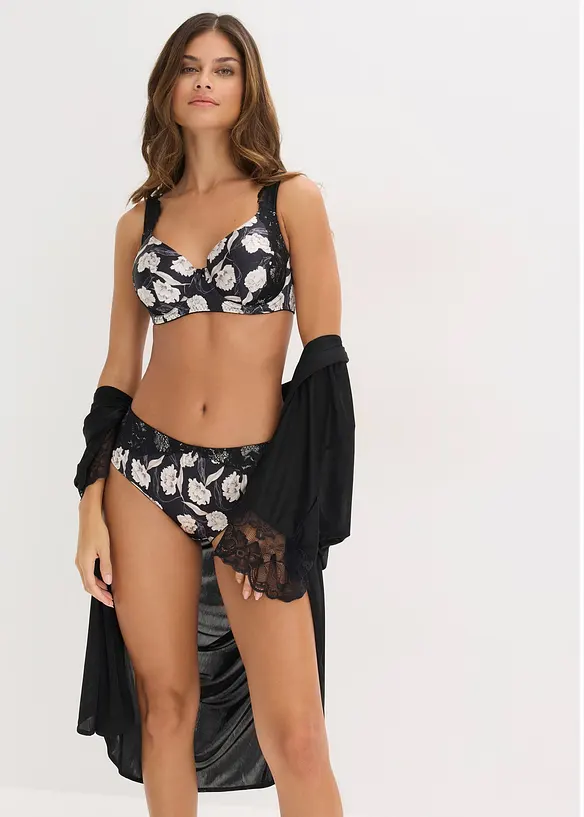 Slip alto con effetto lucido e dettagli in pizzo, bonprix