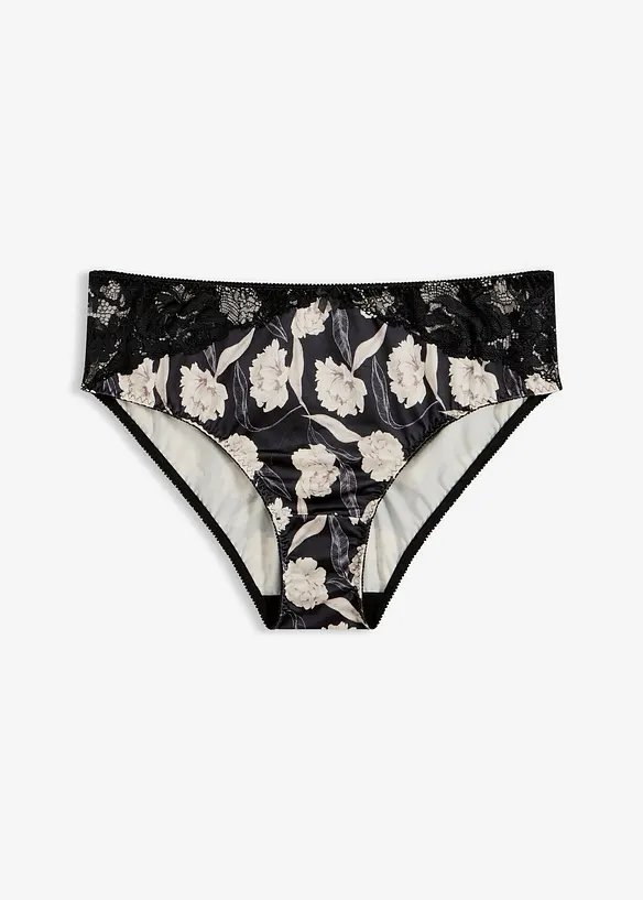 Slip alto con effetto lucido e dettagli in pizzo, bonprix