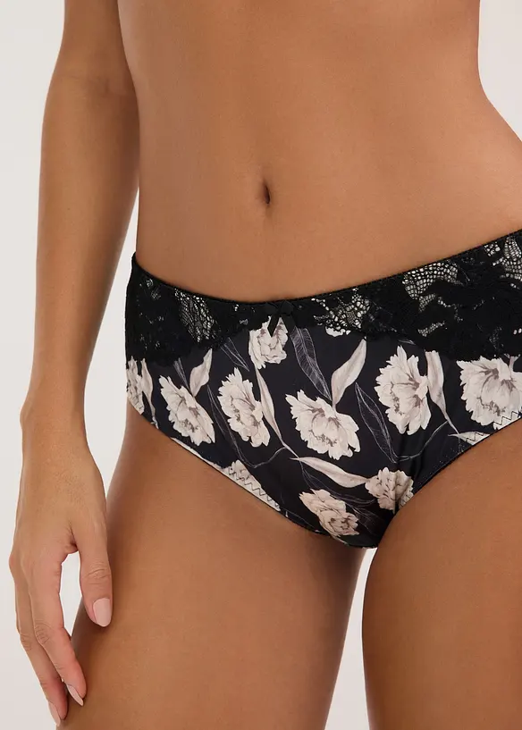 Slip alto con effetto lucido e dettagli in pizzo, bonprix