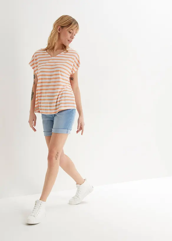 Bermuda in jeans, vita media, bonprix