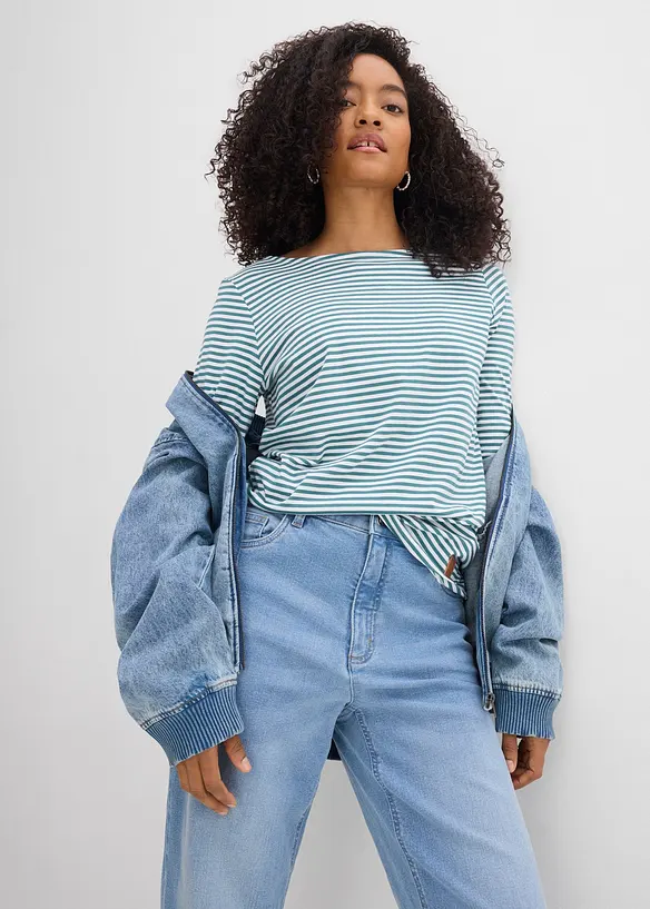 Mom jeans cropped, vita alta, bonprix