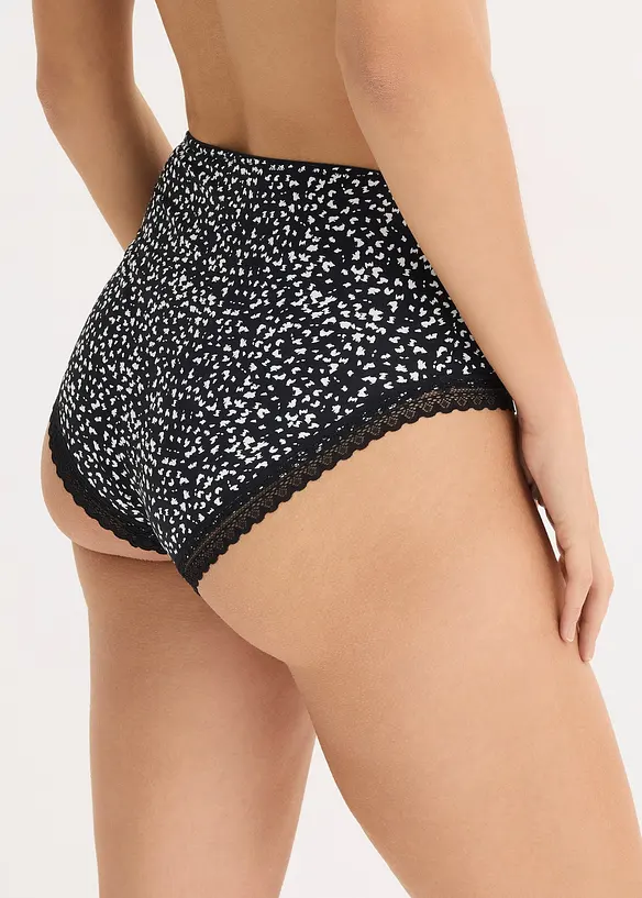 Culotte a vita alta con pizzo (pacco da 4), bonprix