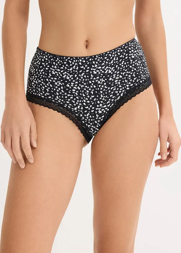 Culotte a vita alta con pizzo (pacco da 4), bonprix