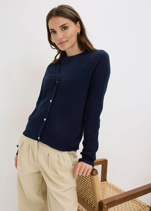 Cardigan in filato fine di misto viscosa, bonprix