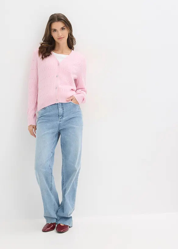 Cardigan in filato fine di misto viscosa, bonprix