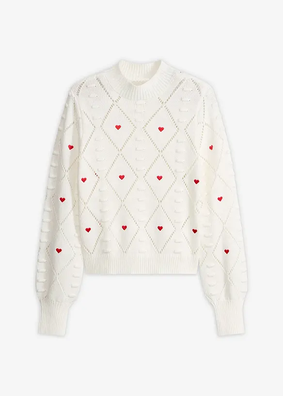 Maglione traforato in misto cotone, bonprix