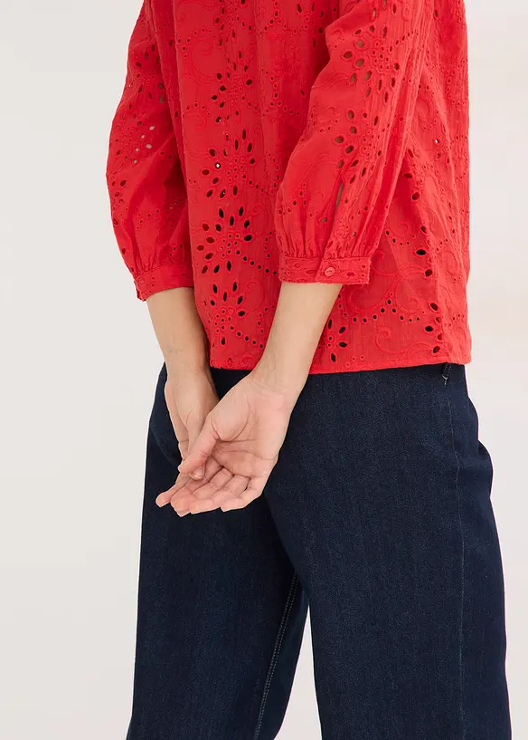 Camicetta con ricami traforati, bonprix