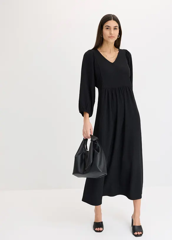 Abito lungo in jersey operato, bonprix