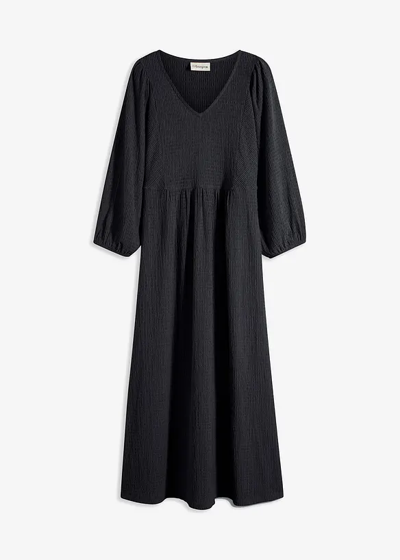 Abito lungo in jersey operato, bonprix