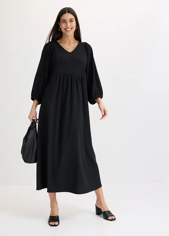 Abito lungo in jersey operato, bonprix